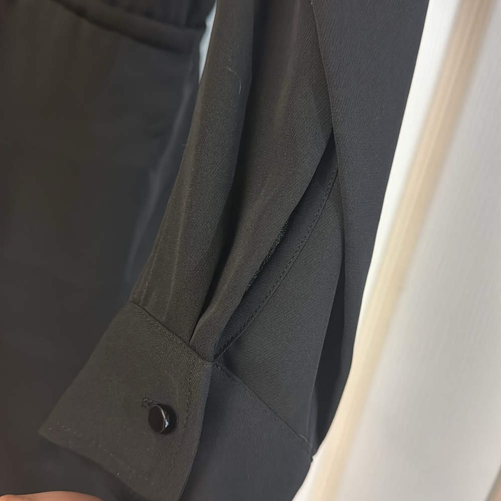 White House Black Market long sleeve v neck business casual black dress knee 10 - Picture 10 of 11